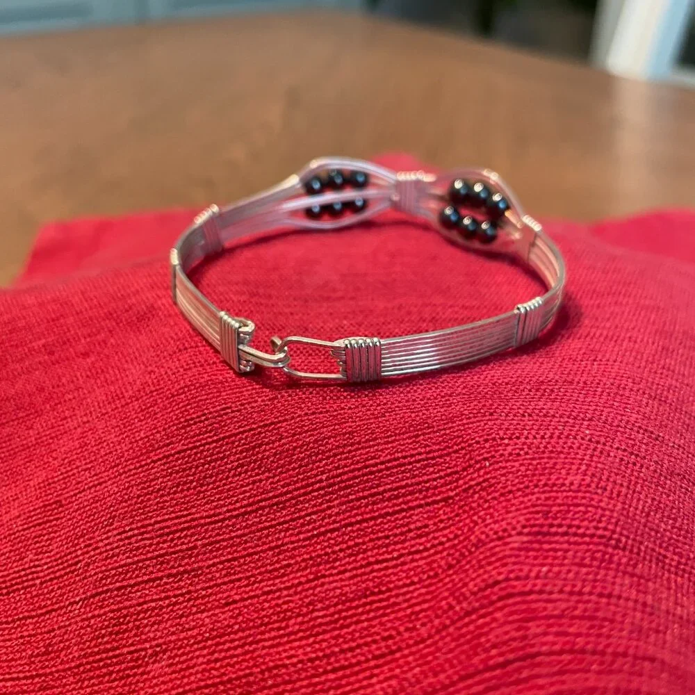 Sterling Silver Bracelet with Gray Beads - Picture 2 of 2